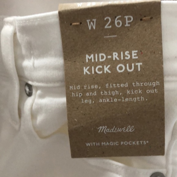 Madewell Kick Out Crop Jeans Mid Rise Flare Leg Denim Pure White NWT 26P - Picture 11 of 12